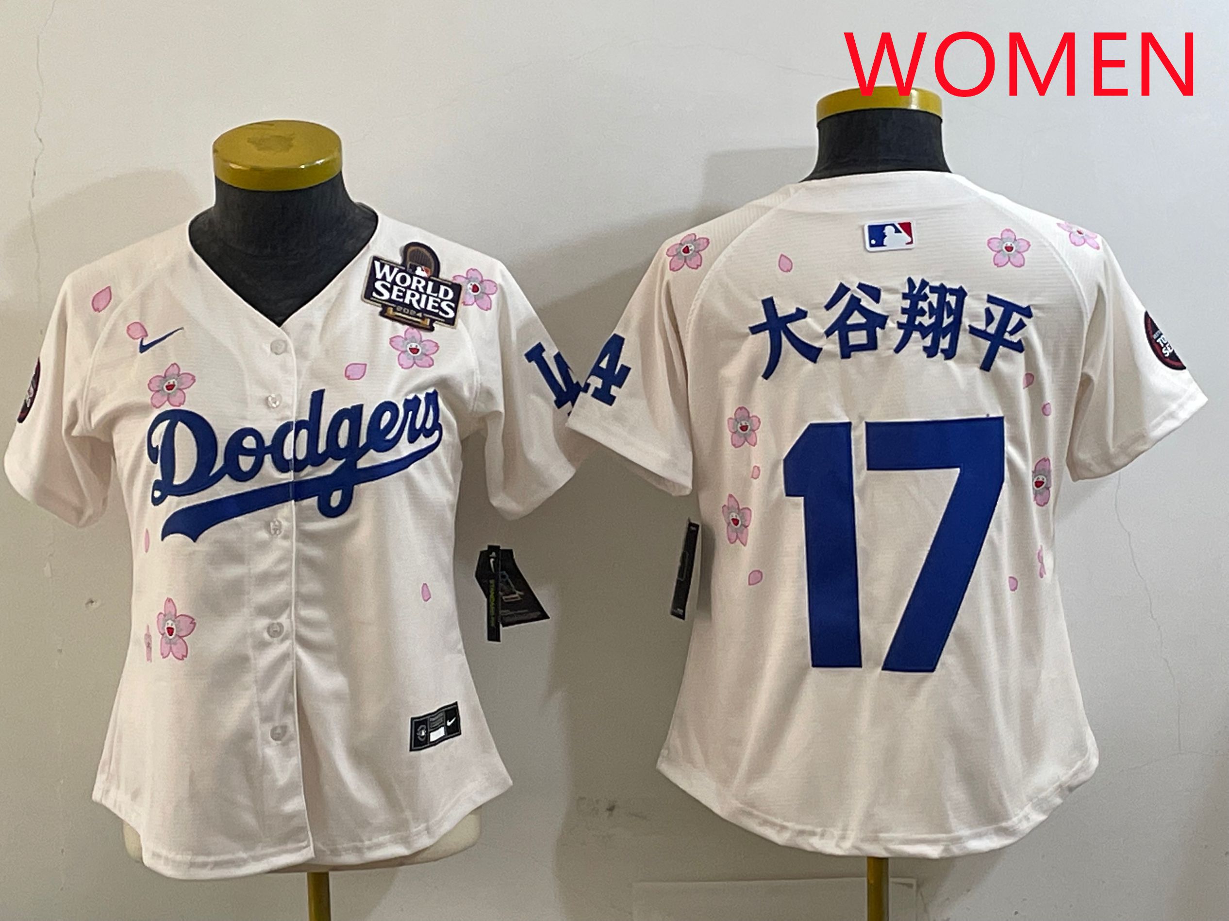 Women Los Angeles Dodgers 17 Ohtani Cream Sakura Edition 2025 Nike MLB Jersey style 17